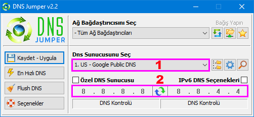 See current Dns on Dns jumper