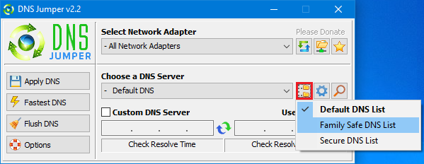 Dns Jumper select dns Group