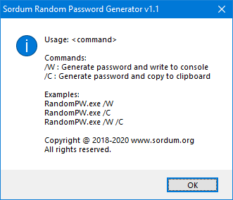 Sordum Random password generator Cmd support