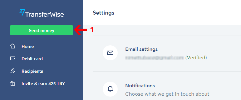 Send money with wise