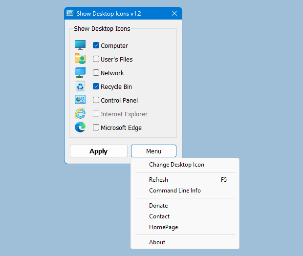 show desktop icon main