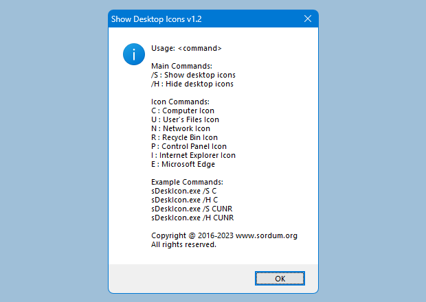 show desktop icon cmd support
