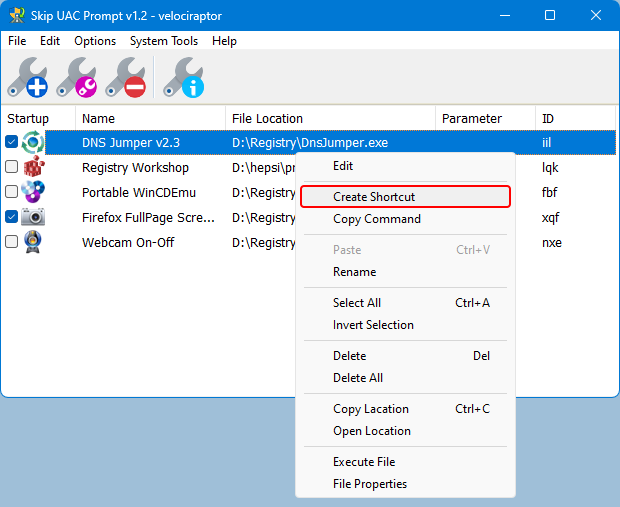 Create a shortcut to the Escape UAC command prompt.