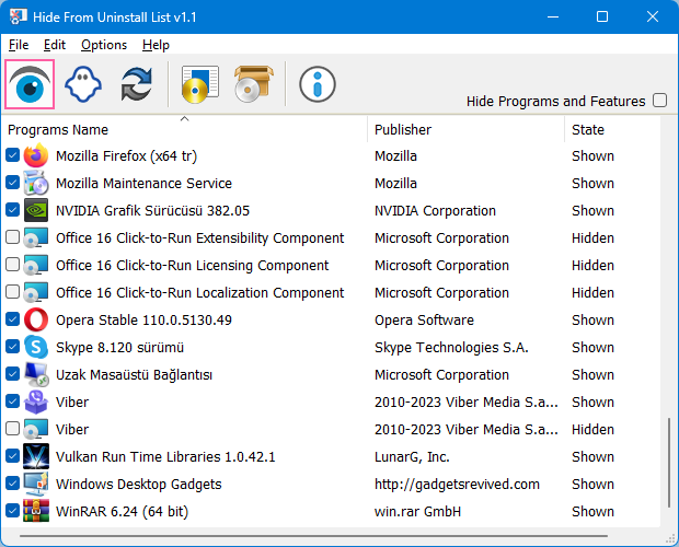 hide from uninstall list main